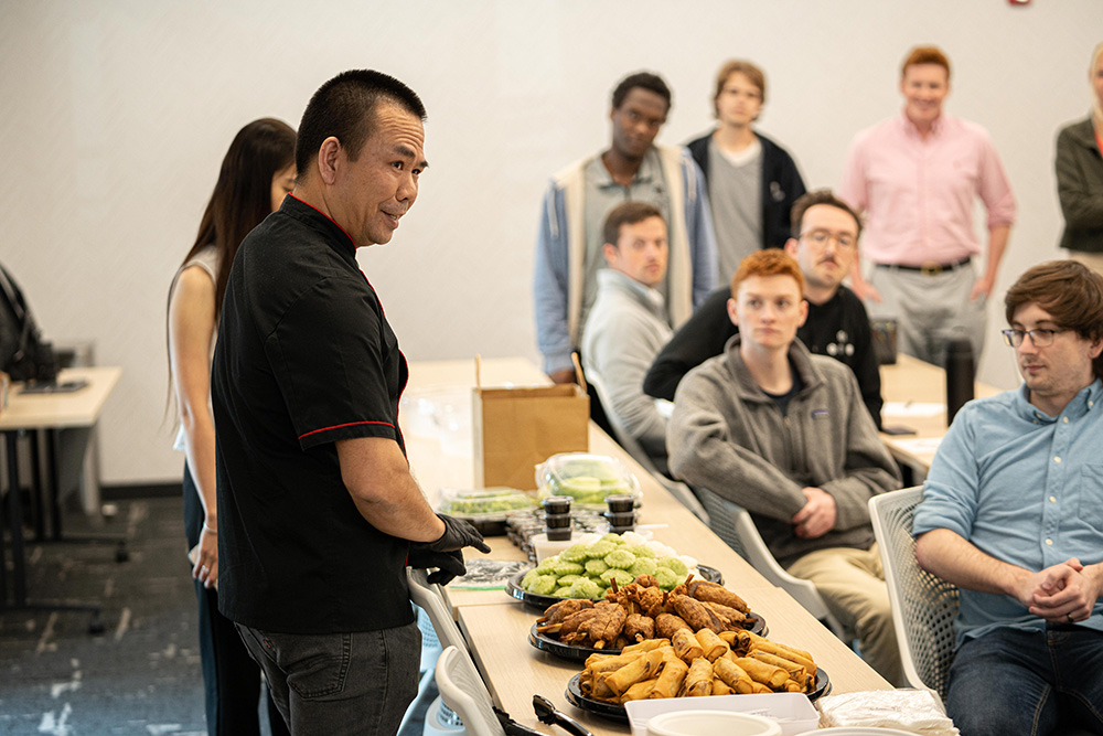 hef and Owner of “Eating Fresh”, a local Vietnamese restaurant, shares the cuisine and culture significance of each dish with Eight Eleven employees in honor of Asian American and Pacific Islander Heritage Month.